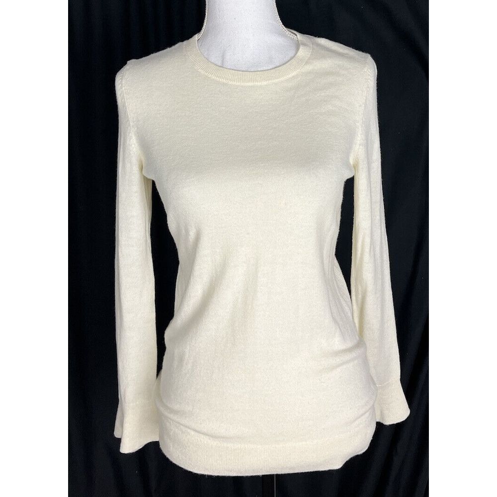 Talbots Womens Sweater Size Petite P Cream Crew Neck Nylon Lambswool